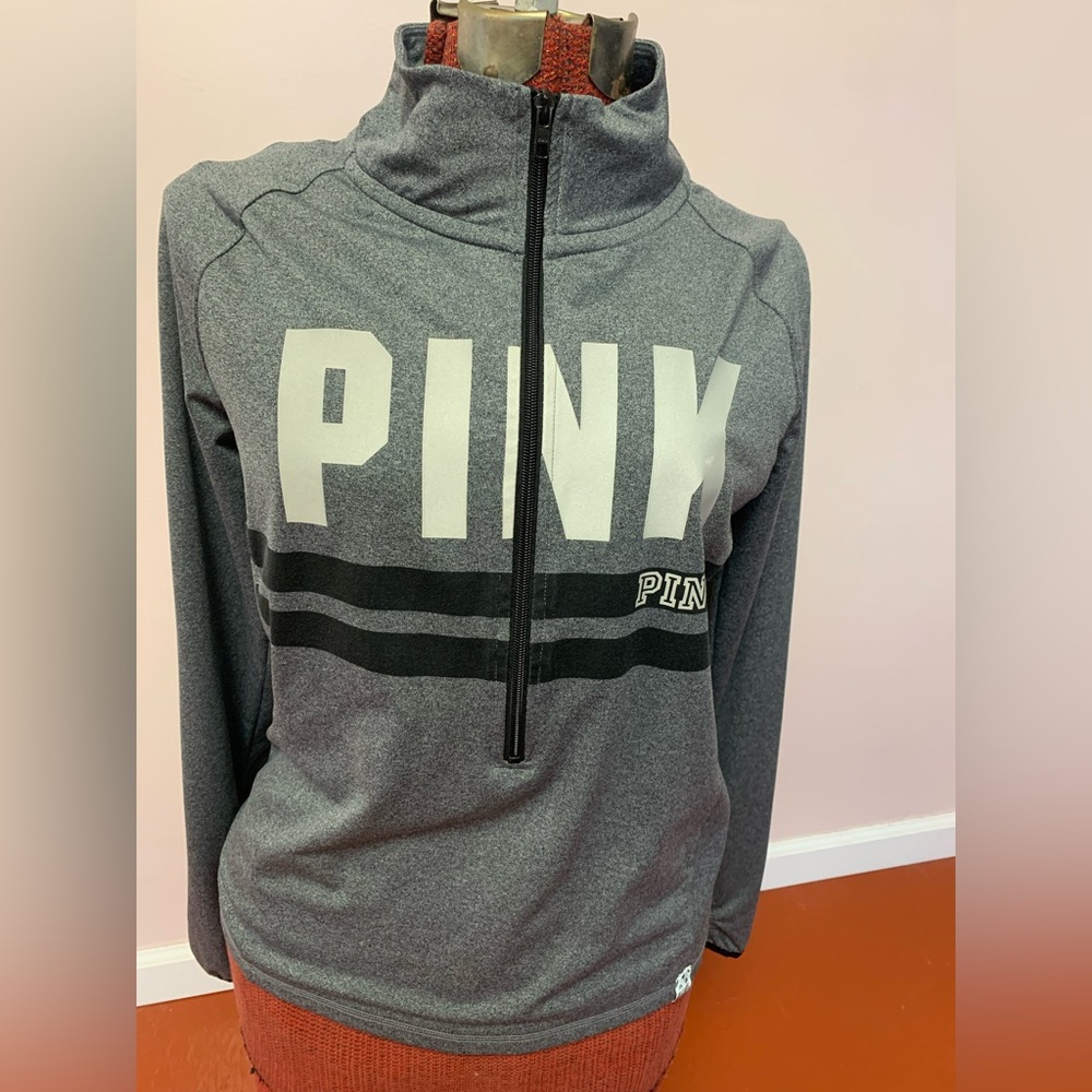 PINK Victoria's Secret Ultimate Top with Black and White cowl zip up